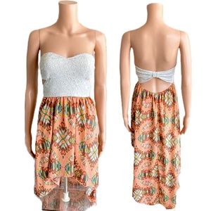 SUMMERY HIGH LOW SIDE CUTEOUTS STRAPLESS DRESS